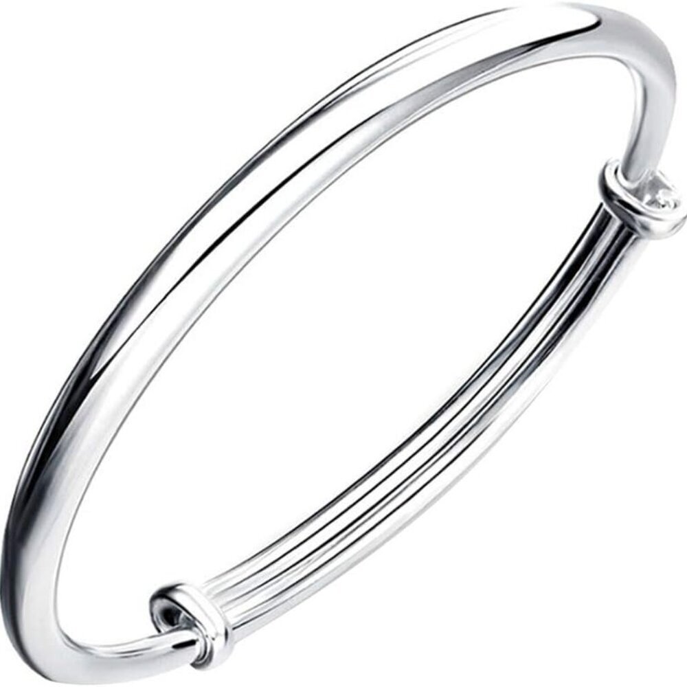 Fashion Women Jewelry Solid 925 Sterling Bangle Bracelet Gift, Silver, 9inch